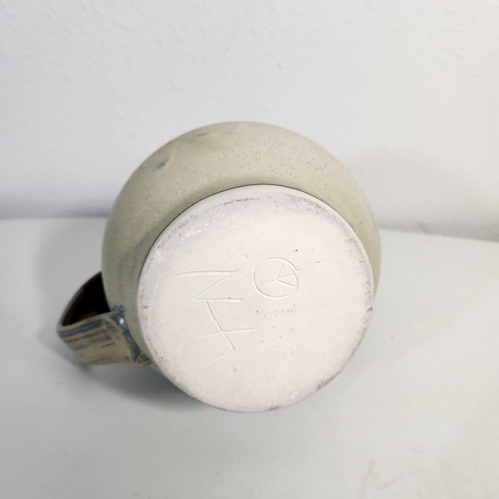 Artisan Studio Handmade Stoneware Pottery Brutalist Signed Pitcher