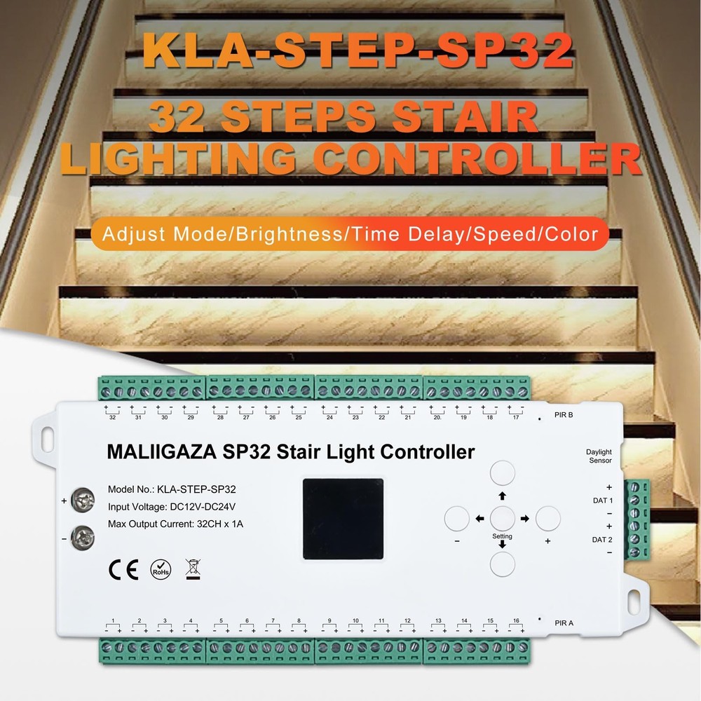 Motion Sensor LED Stair Controller, 32 Channel PIR Dynamic...