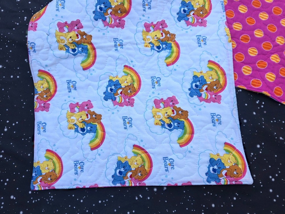 Handmade Quilted Table Runner C A R E bears rainbows clouds stars
