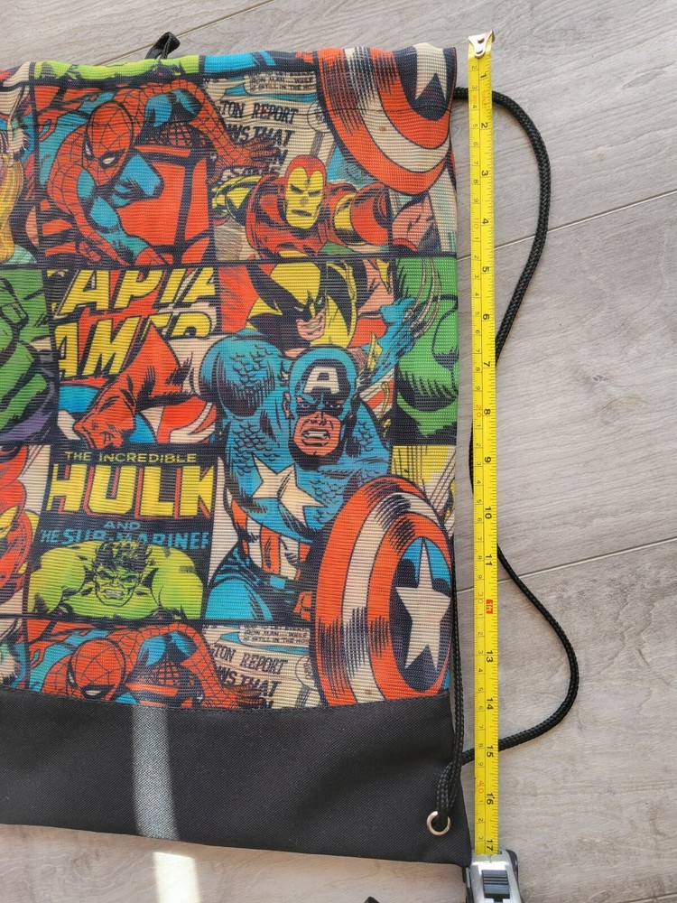 Marvel Superhero Mesh Drawstring Backpack NWOT