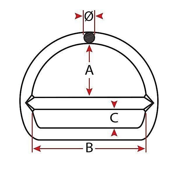 2 x 316G Stainless Steel D Ring - Double Layer