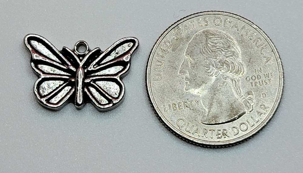 Butterfly Shaped Silver Tone Charm Pedant