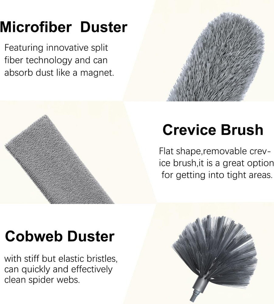 100" Microfiber Feather Dusters for Cleaning, Cobweb Duster with Extension Pole,