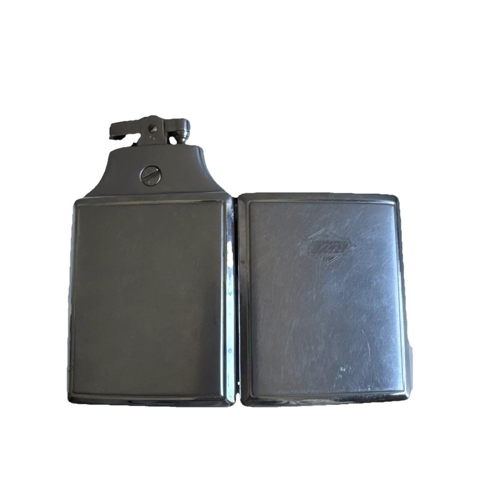 Vintage Ronson Master Case Lighter Cigarette Case Combo Silver-Toned No Mono