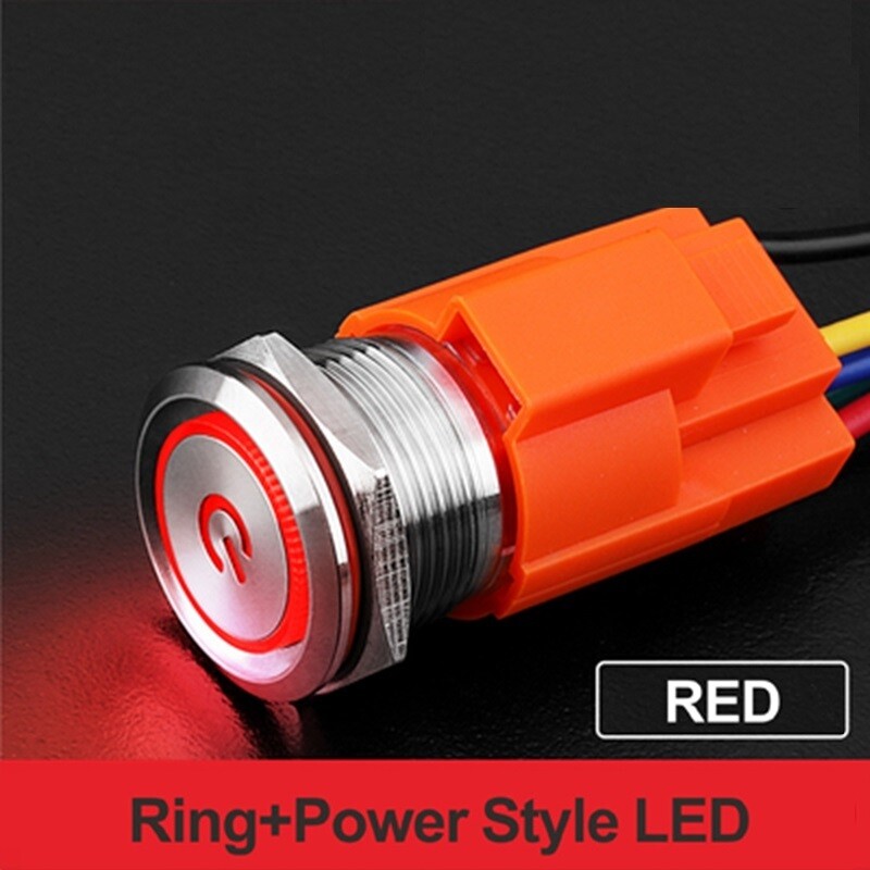 19mm Latching LED light 110V Red Blue Button Waterproof Metal Push Button Switch