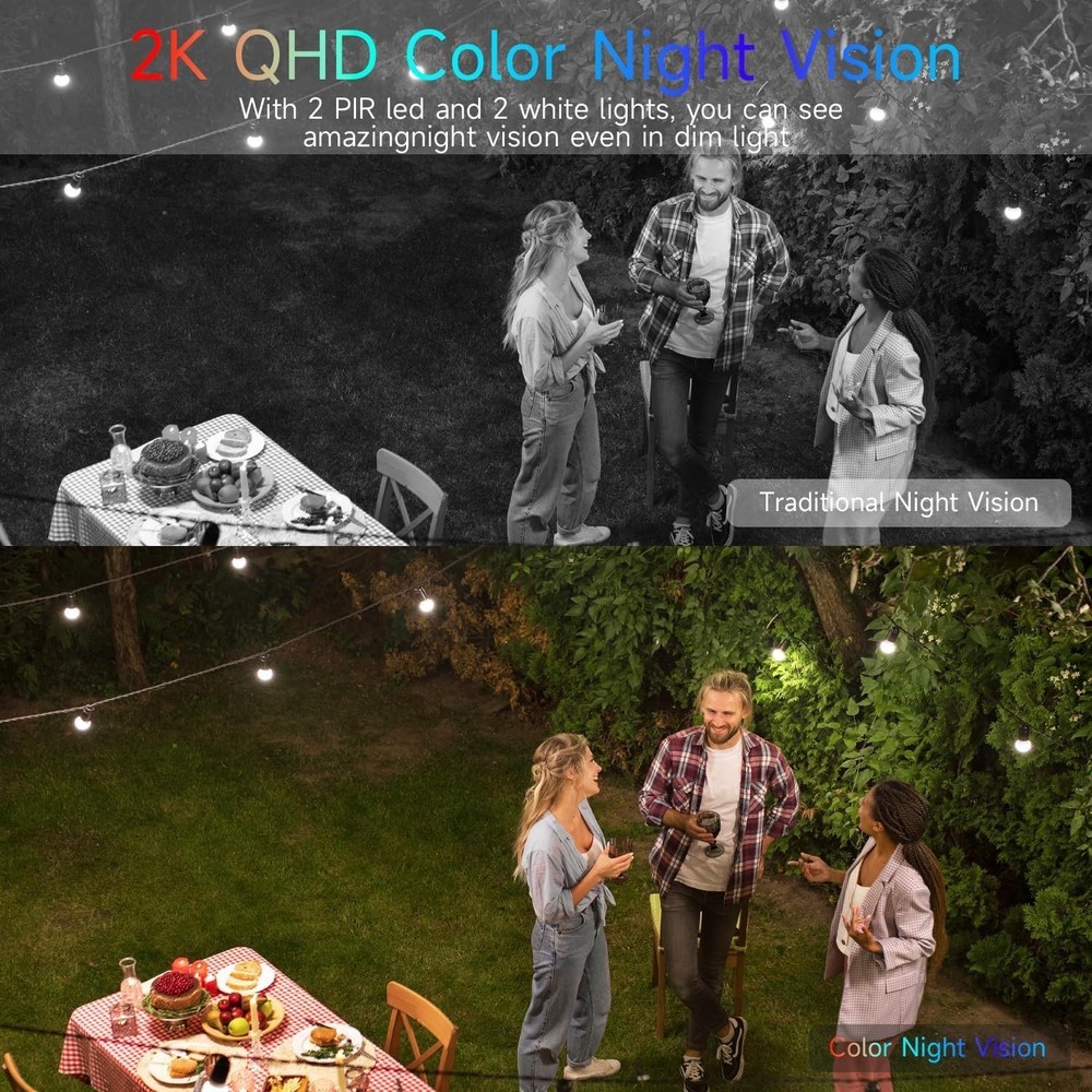 2K solar security camera outdoor camera wireless