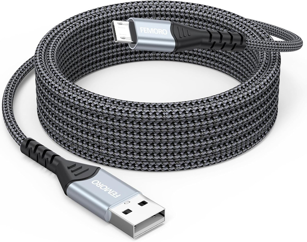 Micro USB Cable 20 Ft, PS4 Controller Charging Cable, Extra Long Micro USB Braid