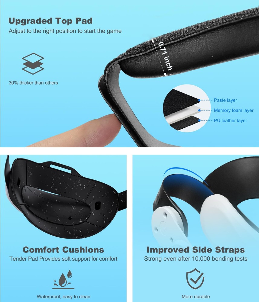 Adjustable Head Strap for Meta Quest 3S/Quest 3/Quest 2, Replacement for Elite