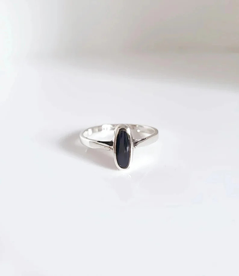 Dainty Onyx Sterling Silver Ring