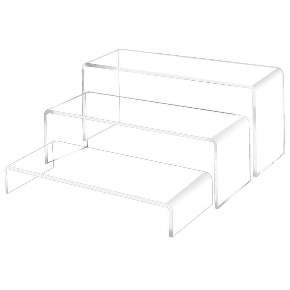 3 Pcs 12" Large Acrylic Risers 5mm thickness Rectangular Display Shelf for Cu...
