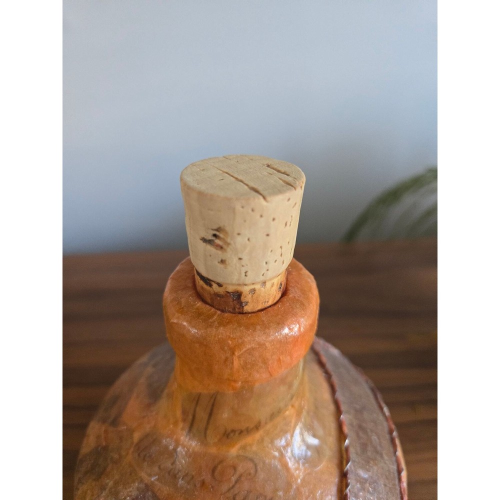 Handmade Papier Mache Covered Glass Decorative Bottle