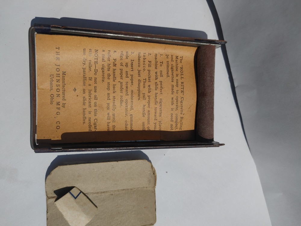 Roll Rite Cigarette Roller W. Box Antique DEPRESSION ERA Johnson Manufacturing