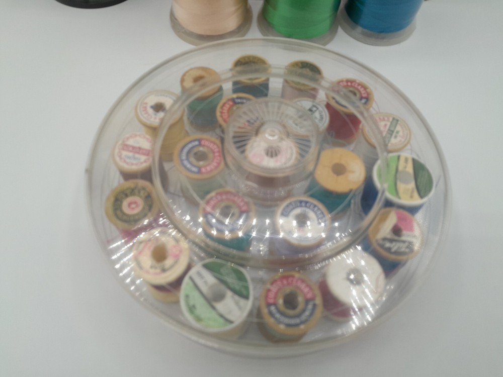 Embroidery Thread LOT 8 Spools And 21 Thread Container NEW/USED