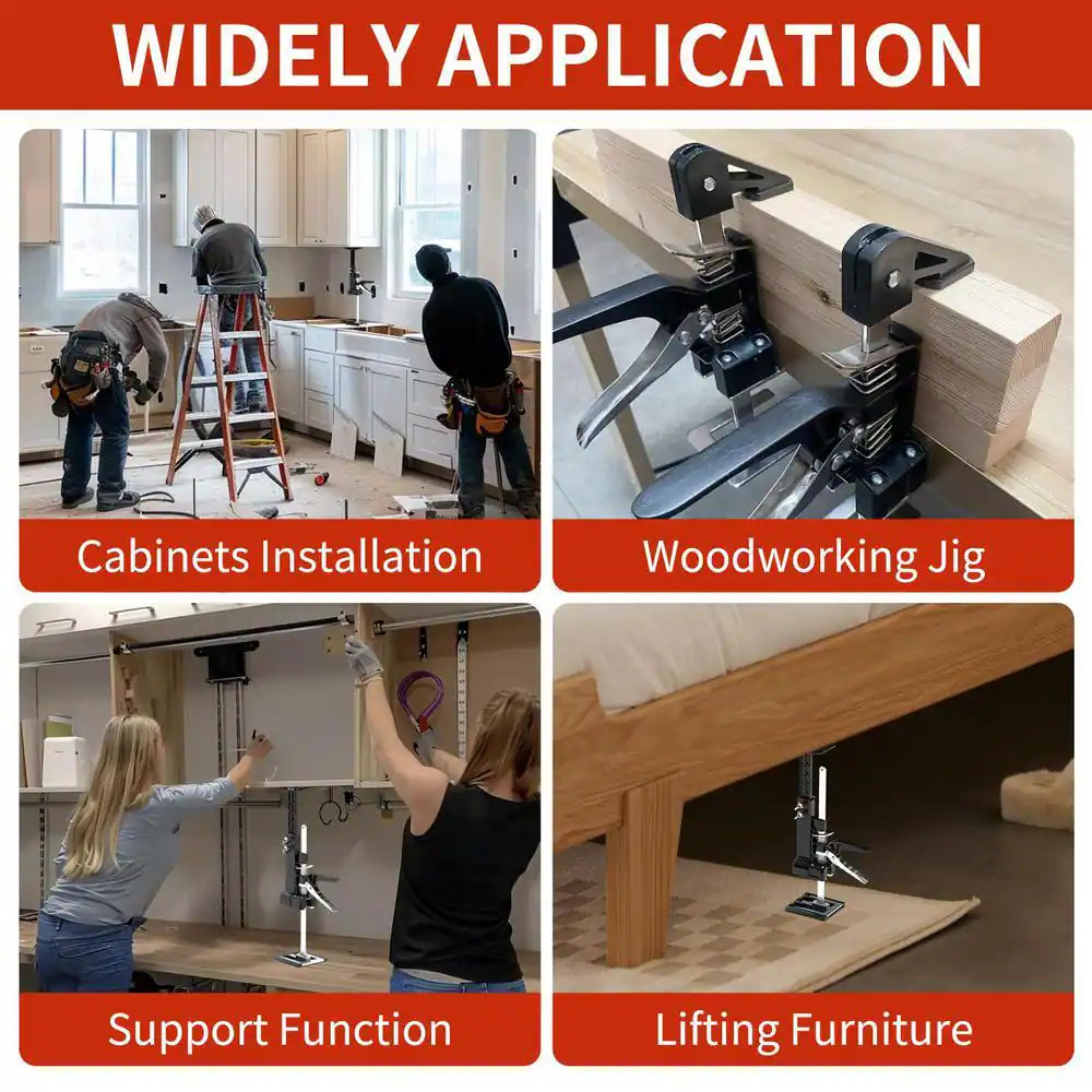 360 Lbs. Adjustable Cabinet Jack Posts, Hand Lifting Jack Tool 3Rd Hand Support