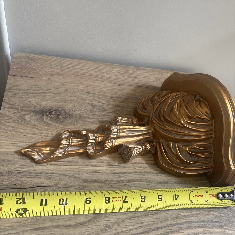Gold Painted Cast Wall Shelf Drape Tassel Neoclassical