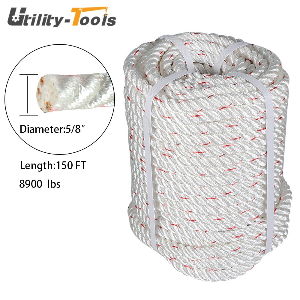 5/8" x 150' Double Braid Polyester Rope Pulling Rope 8600LBS Load Sailing Rope
