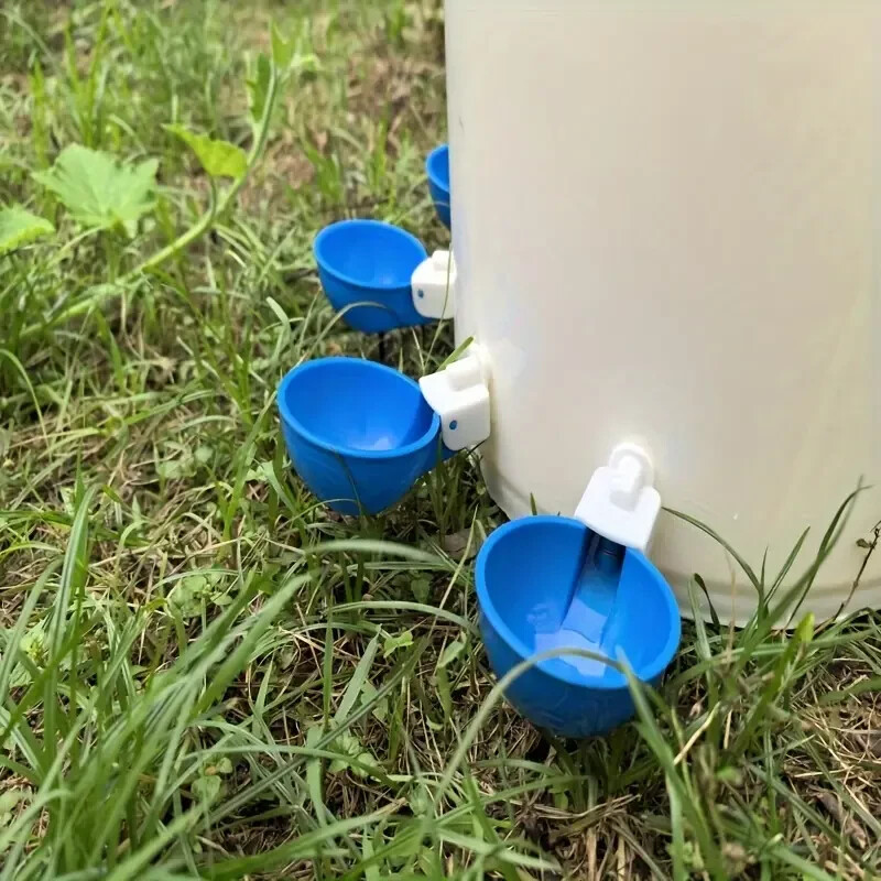 5 Pack Blue & White Plastic Automatic Chicken Poultry Waterers
