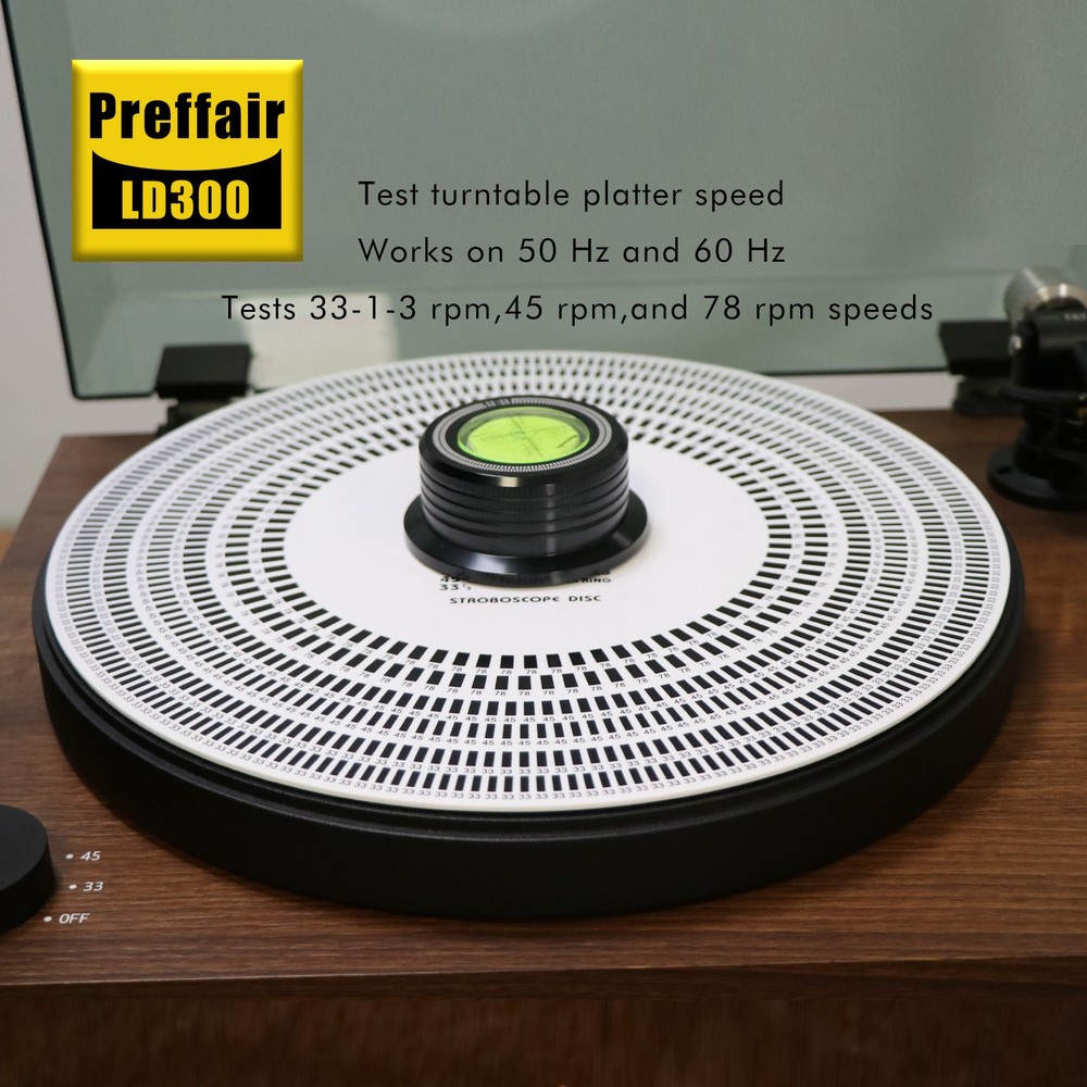 Elvon 12" White Turntable Tachometer Strobe Disc +Cartridge Alignment Protractor