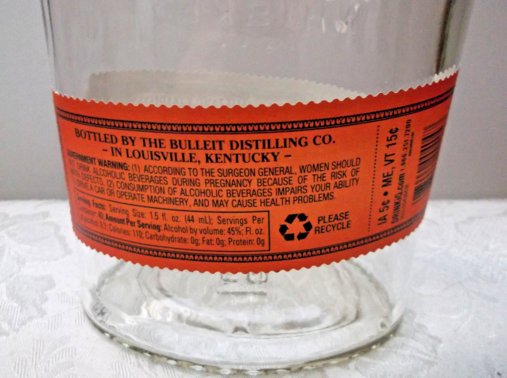 Bulleit Bourbon Frontier Whiskey 1.75 ml Empty Bottle