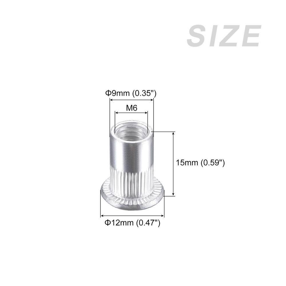 Rivet Nuts (M6) 50Pcs, Aluminum Alloy Threaded Insert Nuts