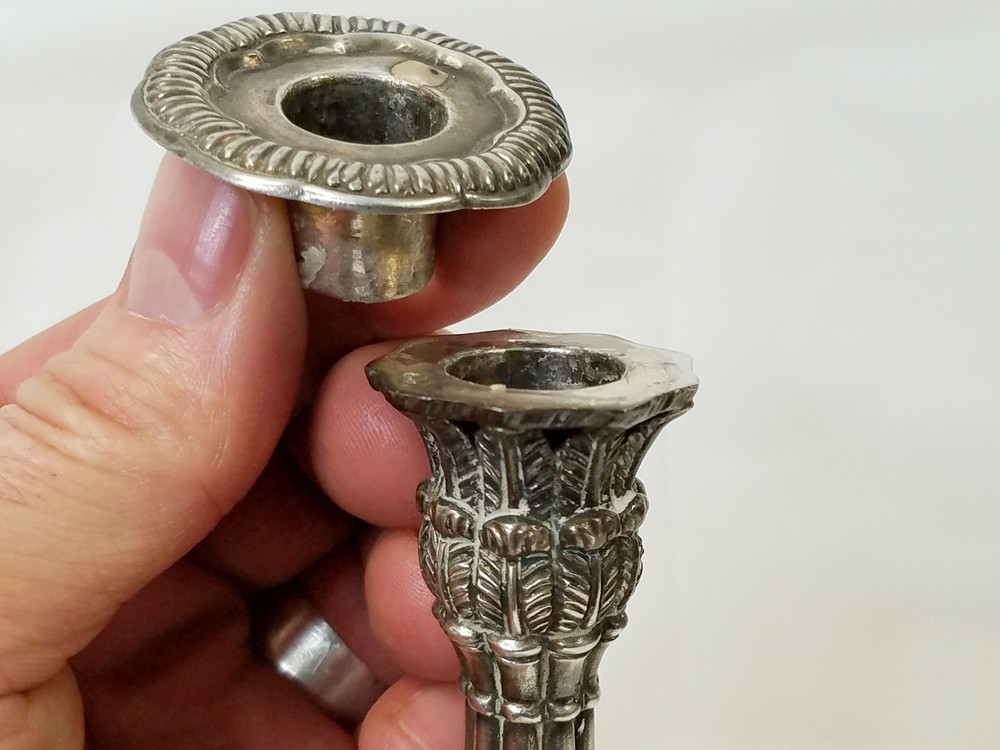 Antique Hallmarked Sterling Silver Neo-Classical Column Candlestick