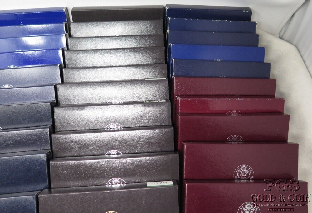 (47) Empty Commemorative Silver Dollar Boxes & COAs 27900