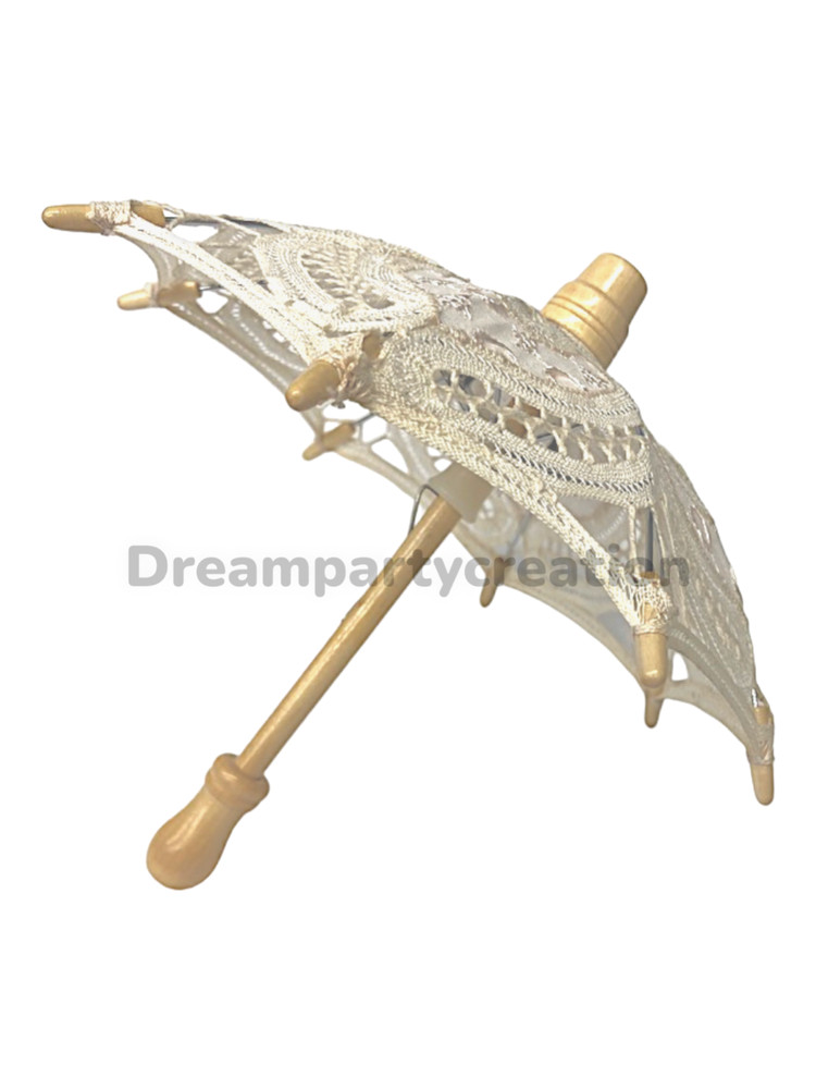 IVORY Battenburg Lace Parasol 8" inch Diameter Small Table Decor