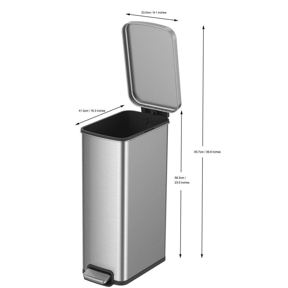 Slim Compact 9 Gallon Garbage Can Stainless Steel Kitchen Step On Trash Can US