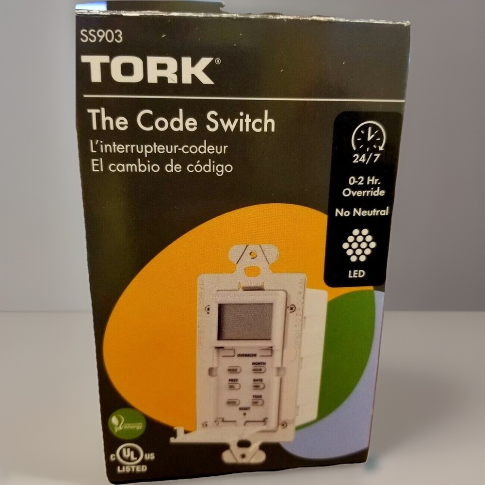 🔴(QTY 2) Tork SS903 Digital In-Wall Timer Switch White Code Override ‼️