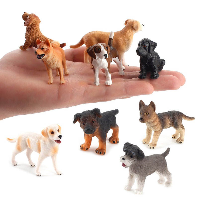 Mini Solid PVC Dog Model Hand Painted Simulation Animal Ornament Home Decor