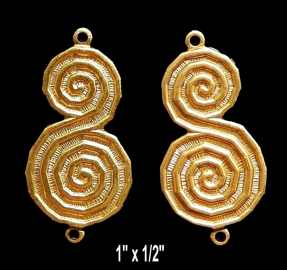 Greek Design / Raw Brass Stamping /Mirror Image / One Pair