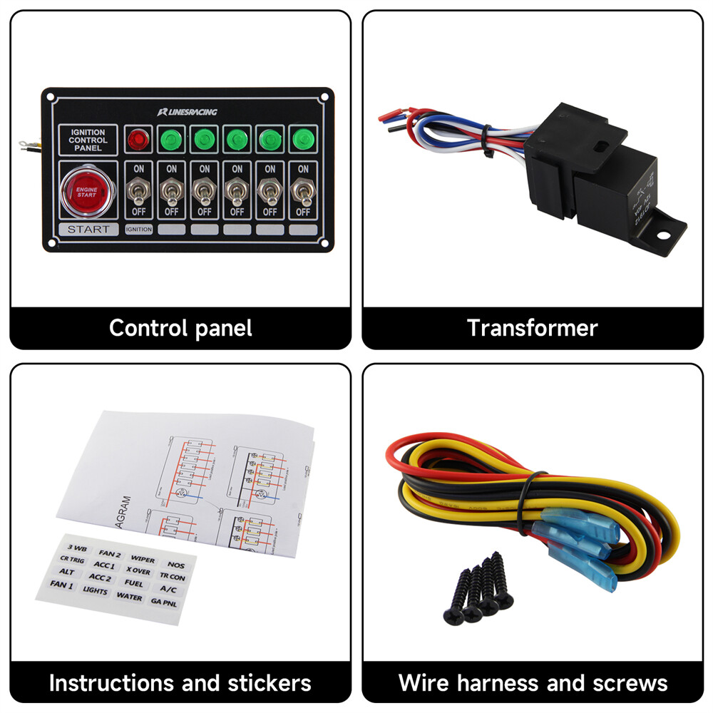 Racing Car Ignition 6 Ways Switch Panel with Led Light Engine Toggle Starter