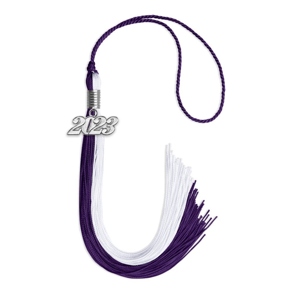 Endea Graduation Purple/White Tassel With Silver Date Drop