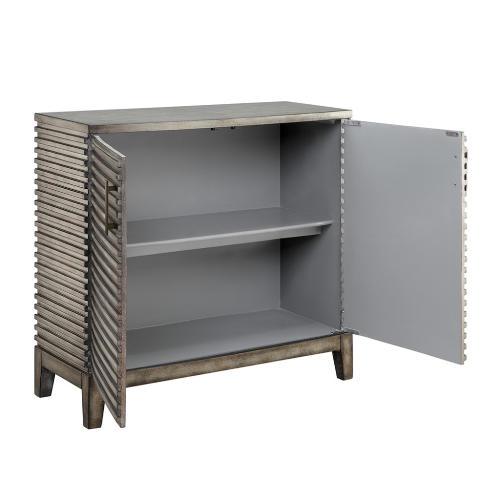 Ridge Accent Chest,features two doors,Solid wood, Wood Finish: Grey