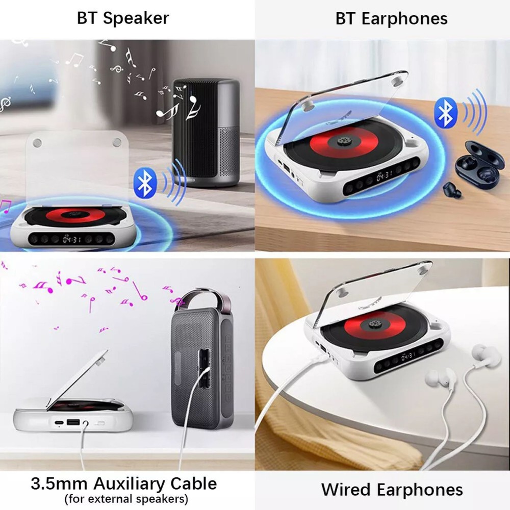 5V2A BT 5.3 Portable CD Player CD/USB/3.5mm AUX Multi-function Audio Equipment