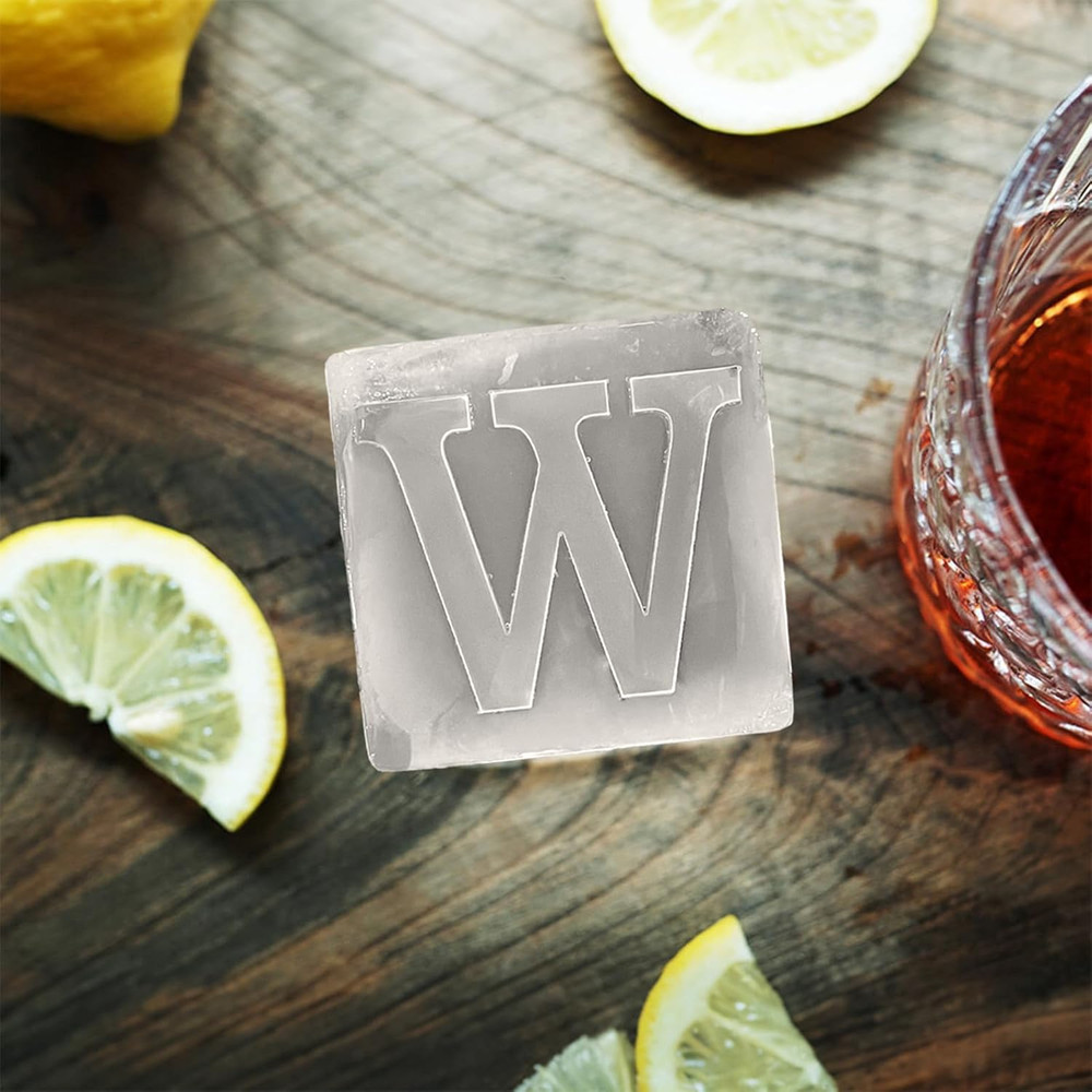 Letter W Monogram Ice Cube Mold Custom Ice Cube Mold 2 Inch Big Initials Silicon