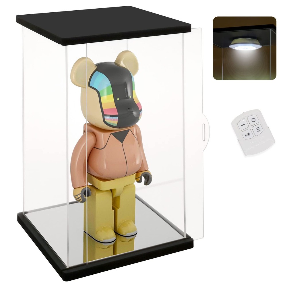 NONEMEY Clear Acrylic Display Case with Remote Control Light for 400% Bearbrick,