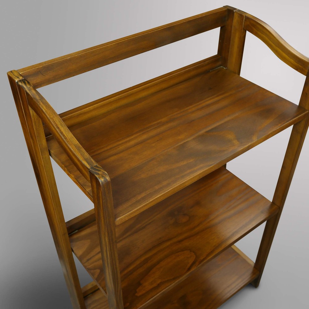 Stratford 3-Shelf Folding Bookcase-Warm Brown