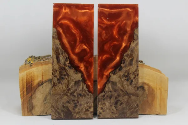 HYBRID STABILIZED MAPLE COPPER CUSTOM COMPOSITE KNIFE HANDLE MATERIAL (8135)