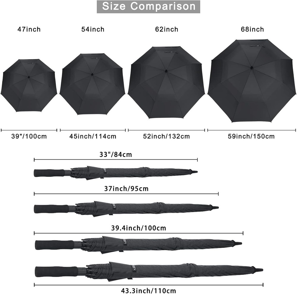 68-Inch Extra Large Golf Umbrella - Automatic Open, Windproof & Waterproof