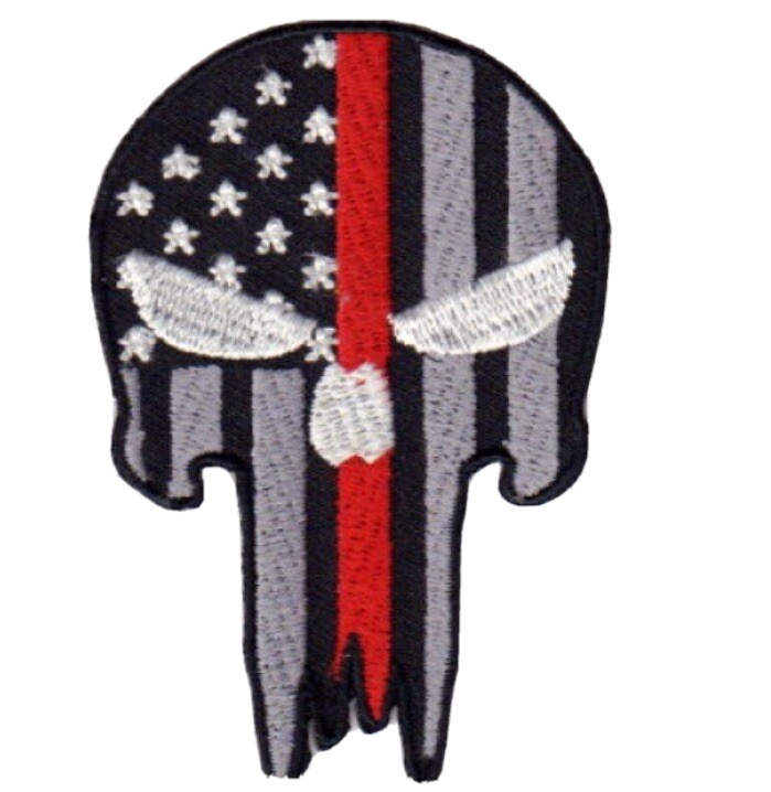 PUNISHER RED STRIPE EMBROIDERED IRON ON PATCH**FREE SHIPPING**