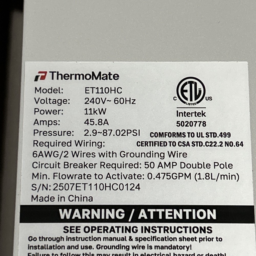 Thermomate On Demand Instant Endless Hot Water Heater Tankless