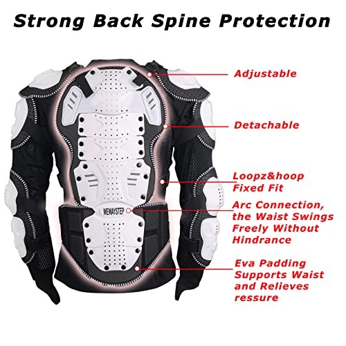 Motorcycle Protective Jacket Full Body Armor, Chest Spine Protection Medium Red