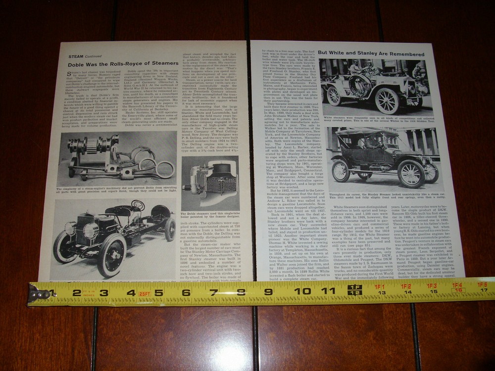 DOBLE STEAM CAR - ORIGINAL 1962 ARTICLE