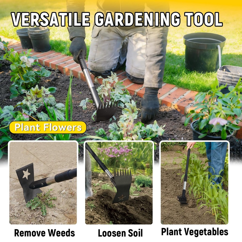 Weed Puller Tool with Long Handle 68", 2-in-1 Manual Weeds Remover, Heavy Dut...
