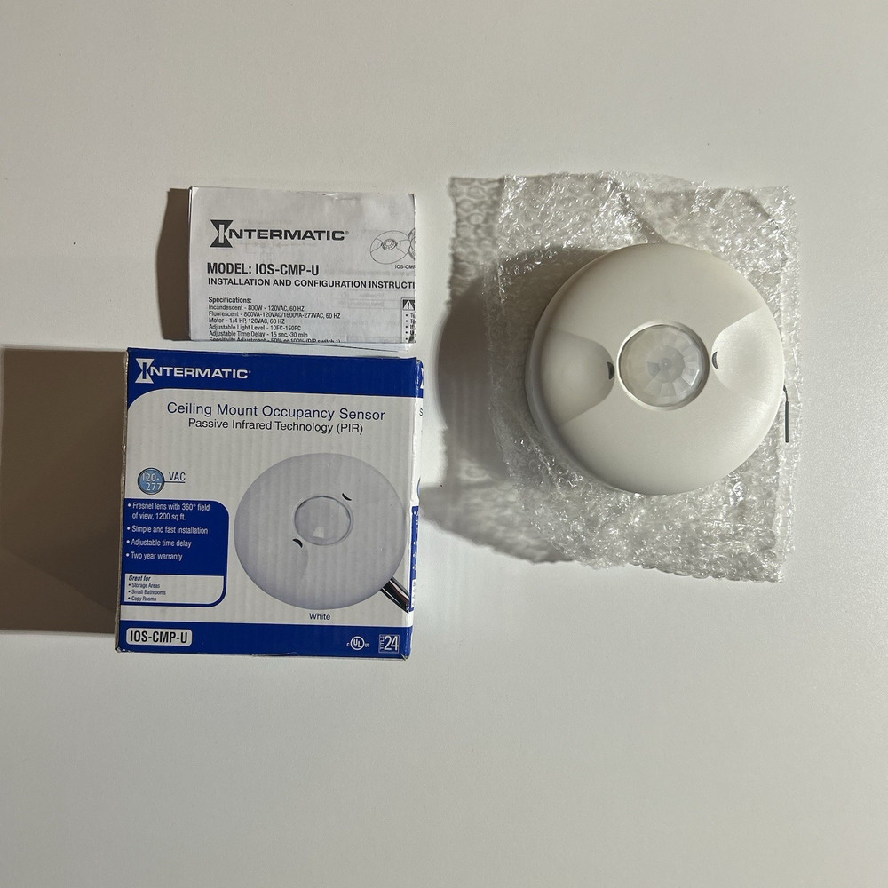 Intermatic IOS-CMP-U Line Voltage Ceiling Mount PIR Occupancy Sensor White