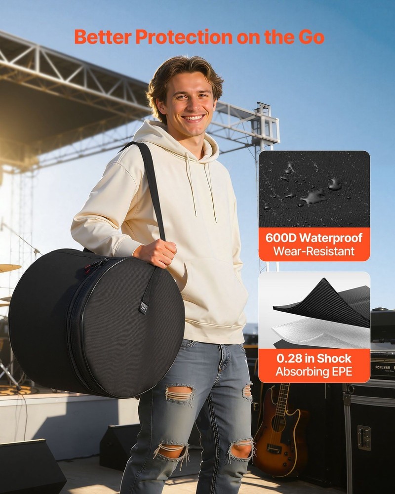Foldable Drum Bag Set: 5-Piece, 600D Polyester, 7mm Foam, for Studio & Tour Use