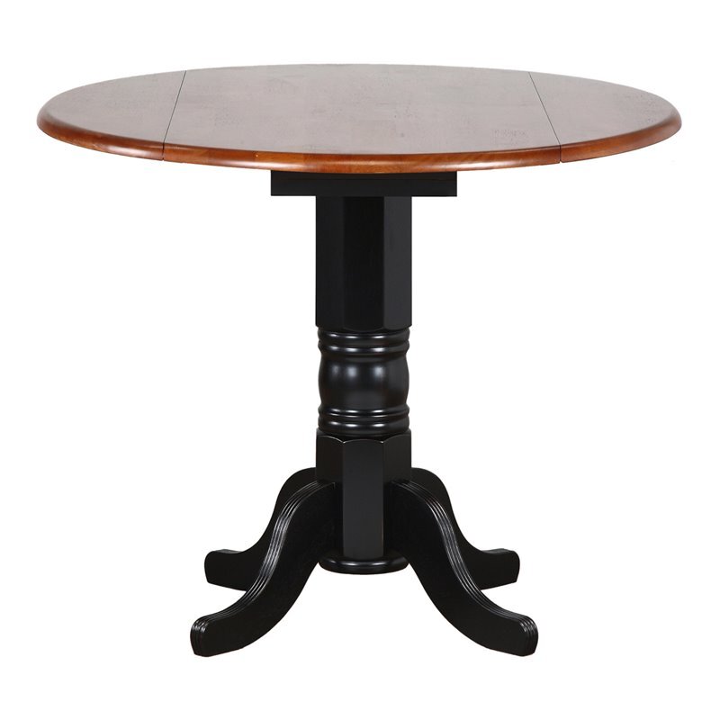 Sunset Trading Black Cherry Selections 42" Extendable Wood Pub Table in Black