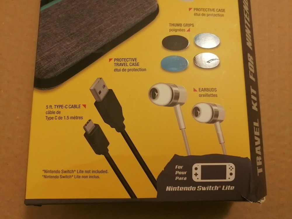 Armor3 Travel Kit: Case Earbuds Screen Protector Cable Grip Nintendo Switch Lite