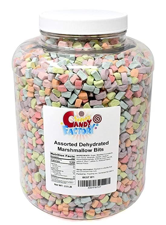 Assorted Dehydrated Marshmallow Bits in Jar, 2.5 Lbs - Updated Version